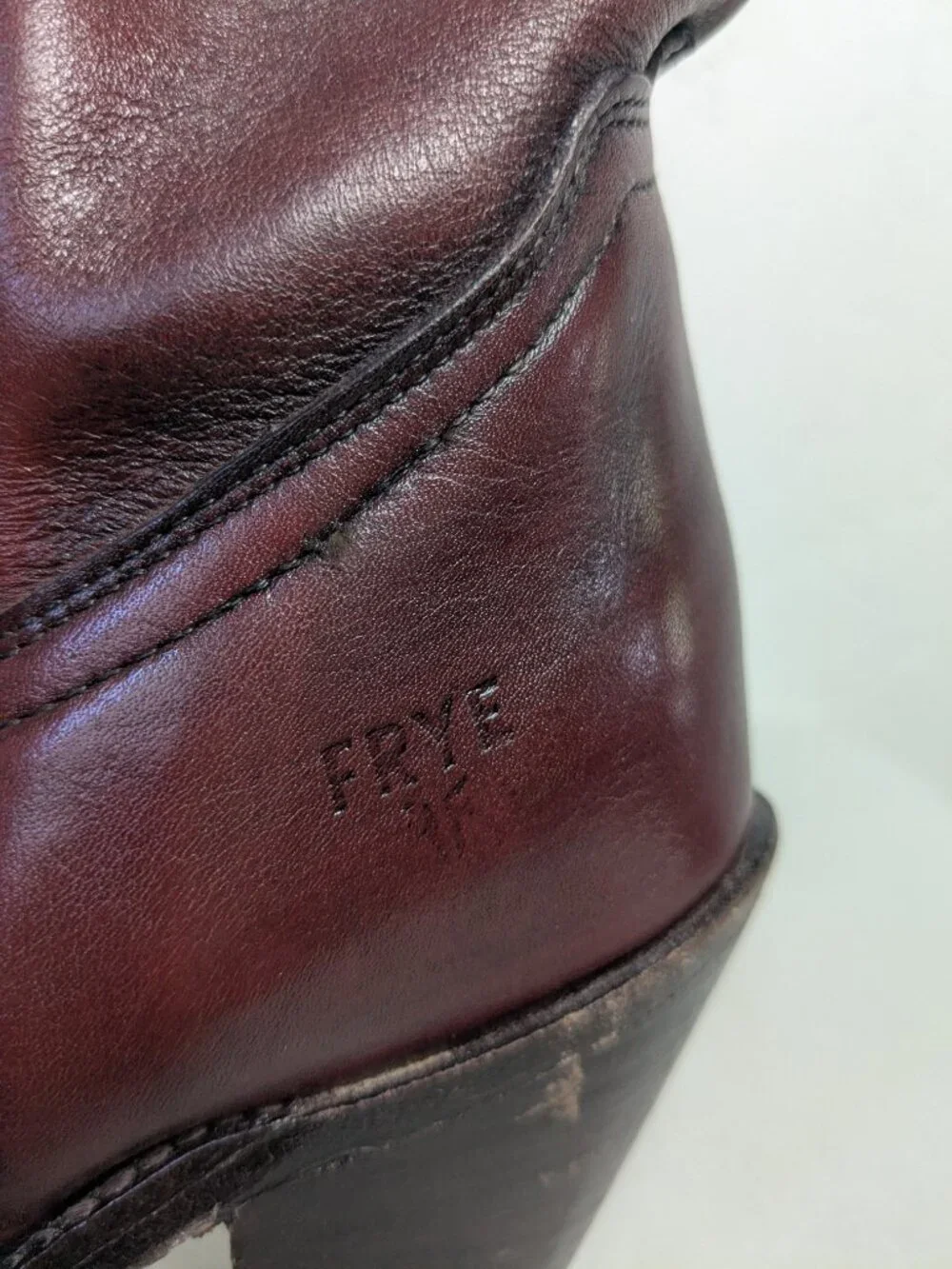 Vintage Frye 7104 Western Cowboy Boots Women's 8.5B Oxblood Burgundy USA 70s - Picture 15 of 16